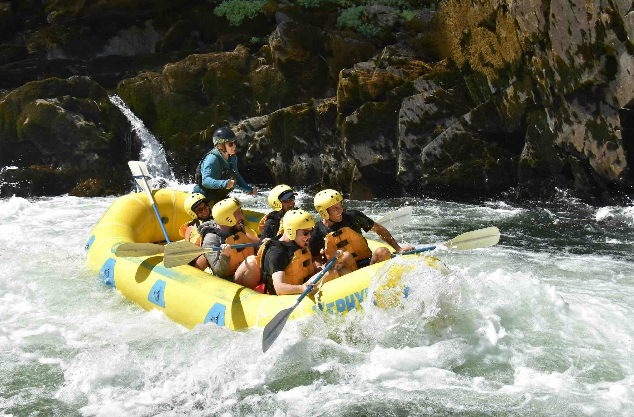 A group doing white water rafting